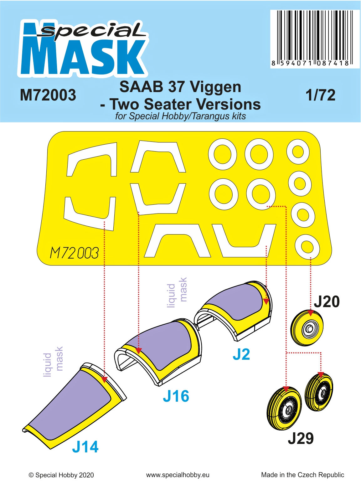 Maska pro plastikový model 1/72 SAAB 37 Viggen Two Seater