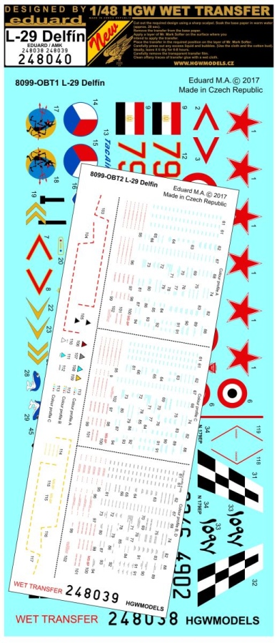1/48 L-29 Delfín - Wet Transfers - Eduard