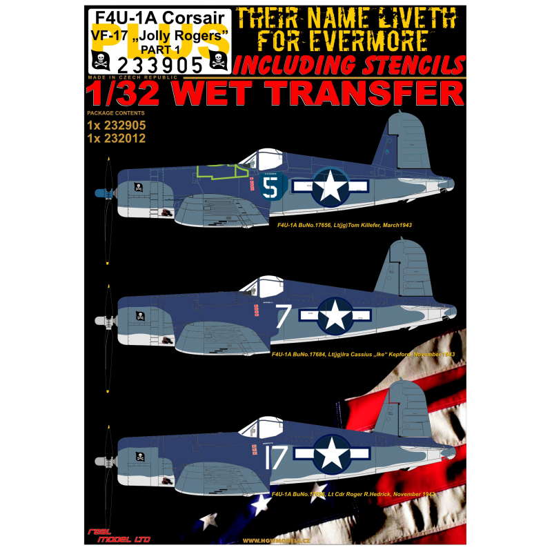 1/32 F4U-1A VF-17 "Jolly Rogers" - Wet Transfers