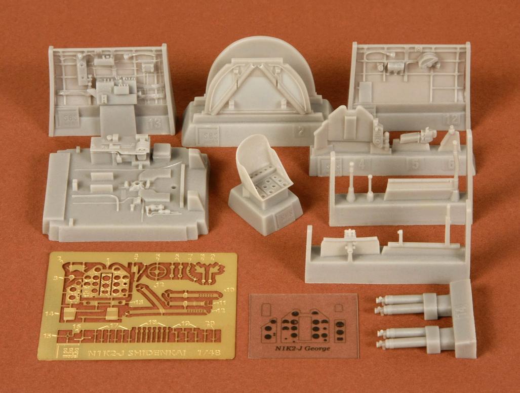 1/48 N1K2-J Shiden-kai cockpit set - Resin + PE for Hasegawa