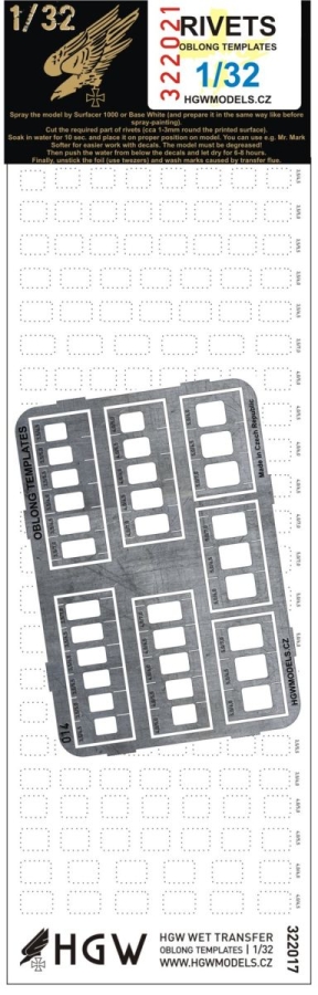 1/32 Oblong Templates (Plus) - Free Lines of Rivets - incl. 322017 + PE scribing template