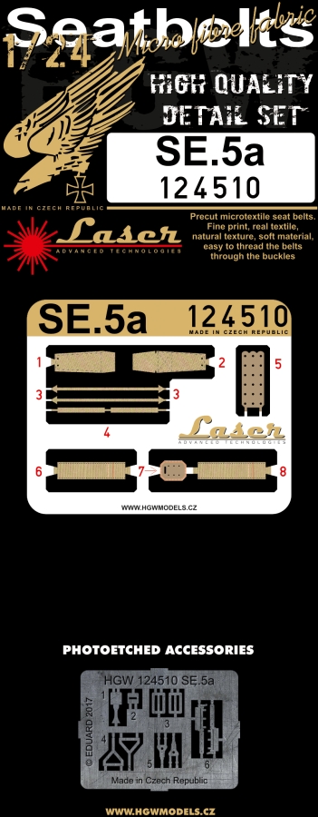 1/24 SE.5a - Fabric Seat Belts - pre-cut (laser)