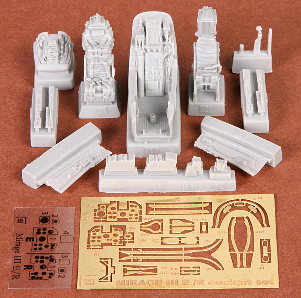 1/48 Mirage III E/R cockpit set - Resin+PE for Kinetic