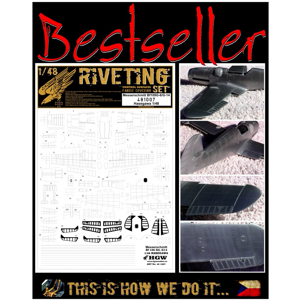 1/48 Messerschmitt Bf 109G-6 - Riveting Sets - Hasegawa