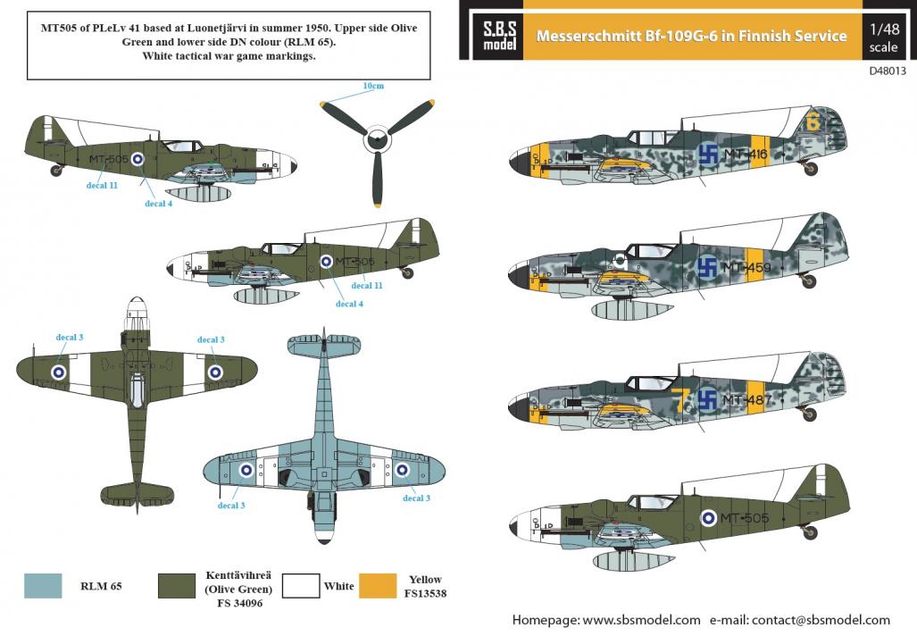 1/48 Messerschmitt Bf-109G-6 Finnish Air Force WW II - Decals 