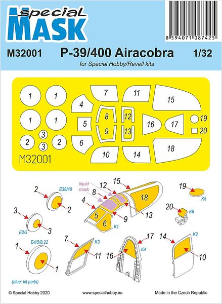 Maska pro plastikový model 1/32 P-39 Airacobra