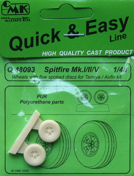 1/48 Spitfire Mk.I/II/V wheels 5 poked disc