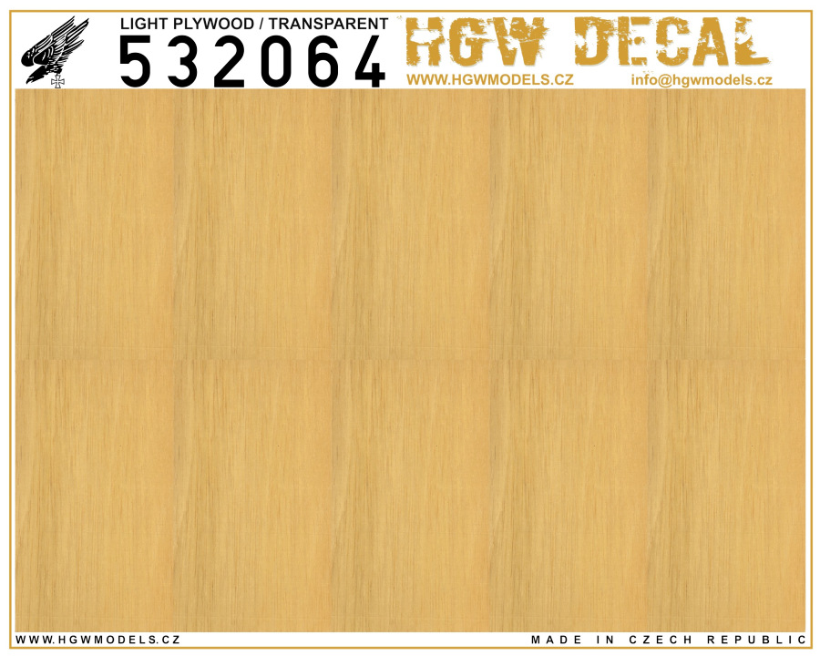 1/32 Light Plywood - Decals Wood Grain - transparent no grid sheet: A5