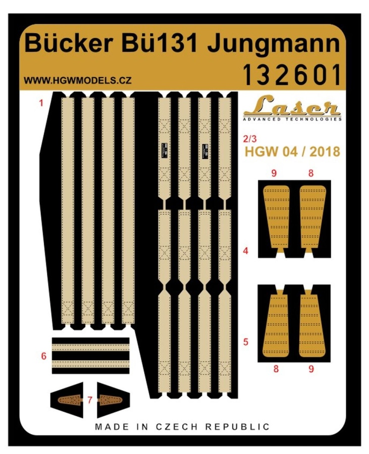 1/32 Bücker Bü131 Jungmann - Fabric Seat Belts  - pre-cut (laser)