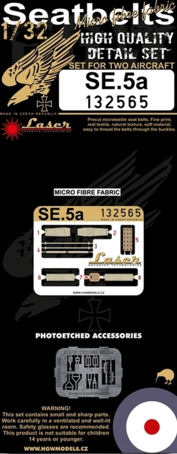 1/32 SE.5a - Fabric Seat Belts  - pre-cut (laser) Wingnut Wings