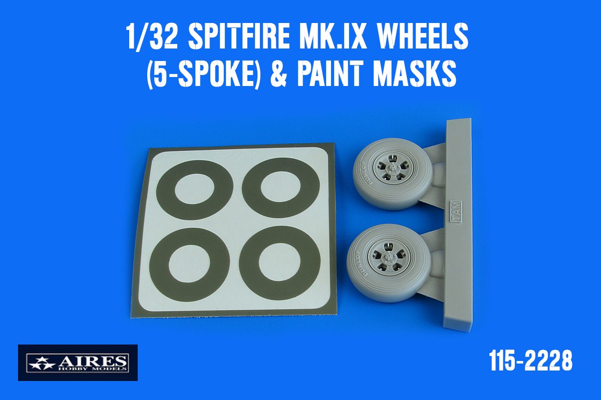 1/32 Spitfire Mk.IX wheels (5-spoke) & paint masks for TAMIYA kit