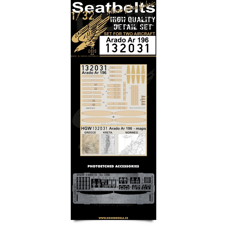 1/32 Arado Ar 196 - Fabric Seat Belts  - 2 sets Revell