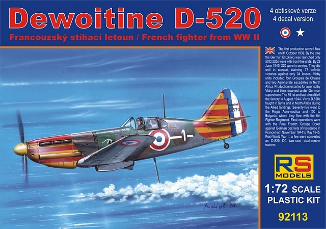 Plastikový model letadla 1/72 Dewoitine D-520 Vichy 4 decal v. for Vichy, USA