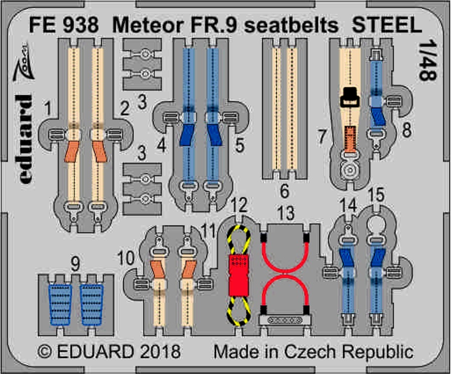 1/48 Meteor FR.9 seatbelts STEEL for AIRFIX kit