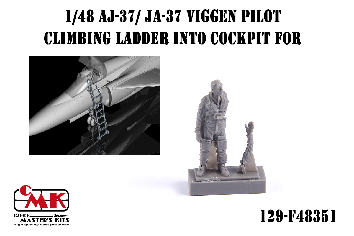 1/48 AJ-37/JA-37 Viggen Pilot Climbing Ladder into Cockpit for Special Hobby/Tarangus kit