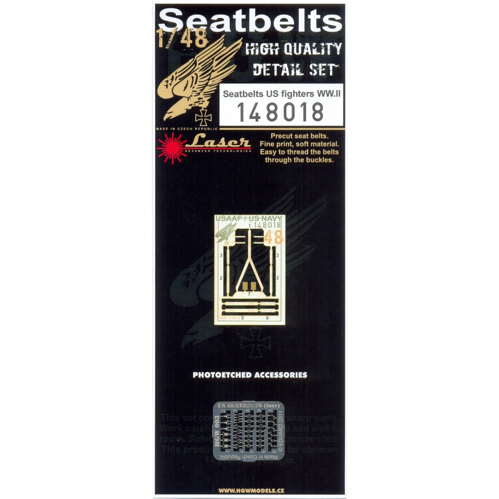 1/48 U.S. Fighters - Microplastic Seat Belts - pre-cut (laser) WWII era