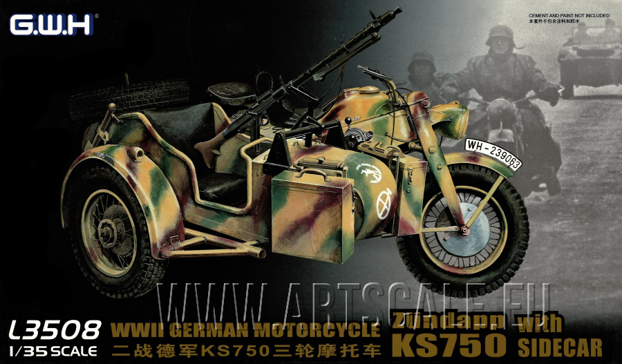 1/35 WWII German Zundapp KS 750 with Sidecar/w trailers