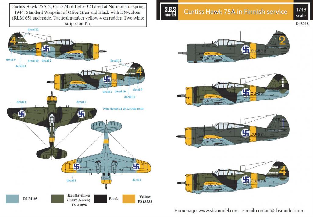 1/48 Curtiss Hawl 75A Finnish Air Force WW II - Decals 