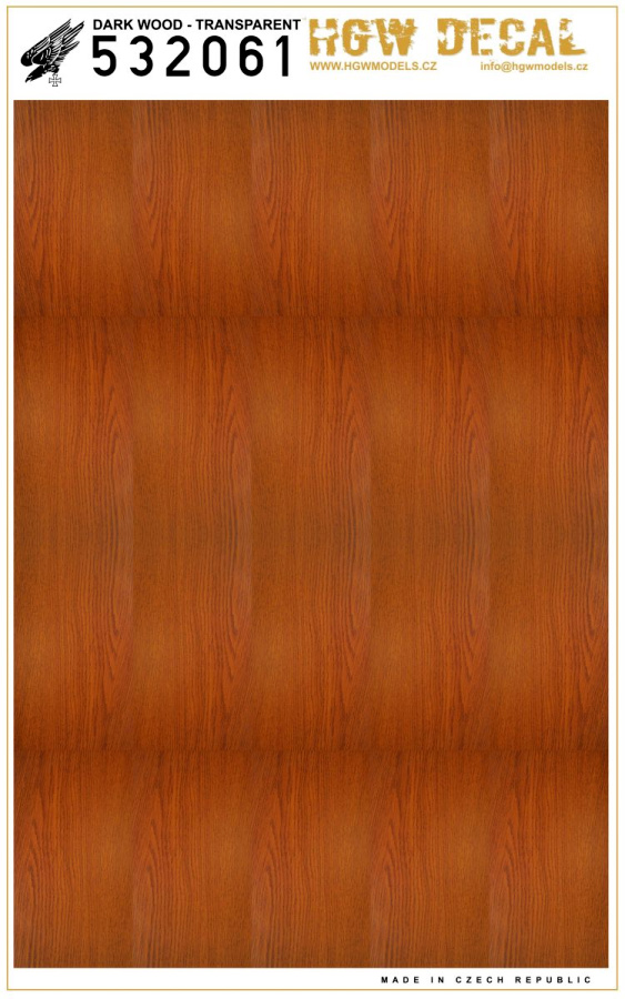 1/32 Dark Wood - Decals Wood Grain - transparent no grid sheet: A4