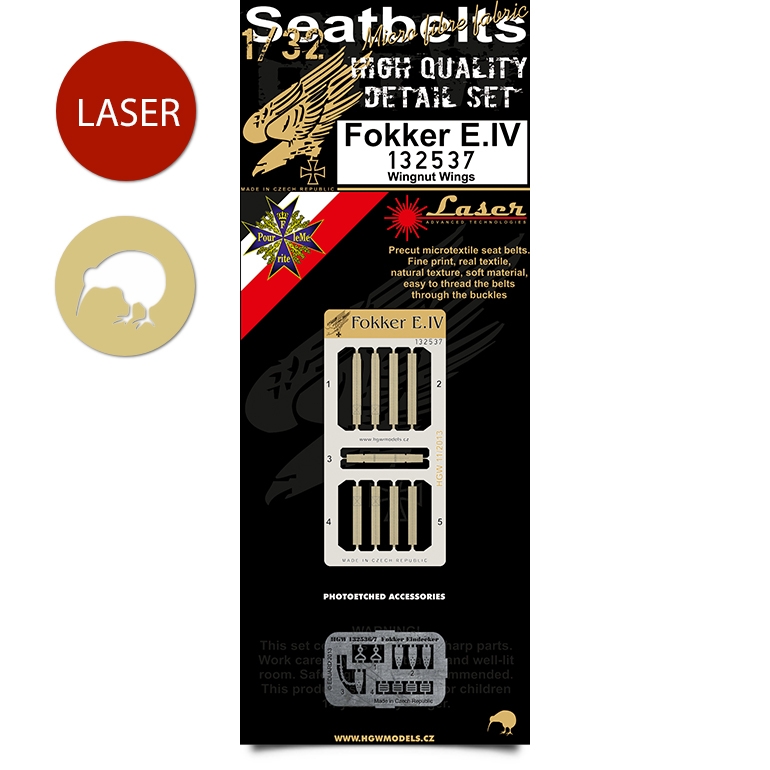 1/32 Fokker E.IV - Fabric Seat Belts  - pre-cut (laser) Wingnut Wings