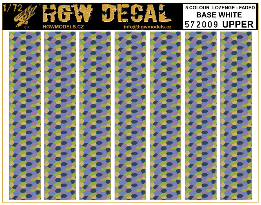 1/72 5 Colour Lozenge Upper - Decals Wood Grain - base white sheet: A5