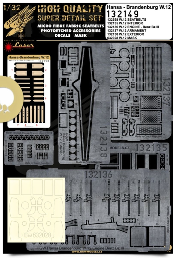 1/32 Hansa-Branden. W.12 - Super Detail Set - Photo-etched Sets  - Wingnut Wings