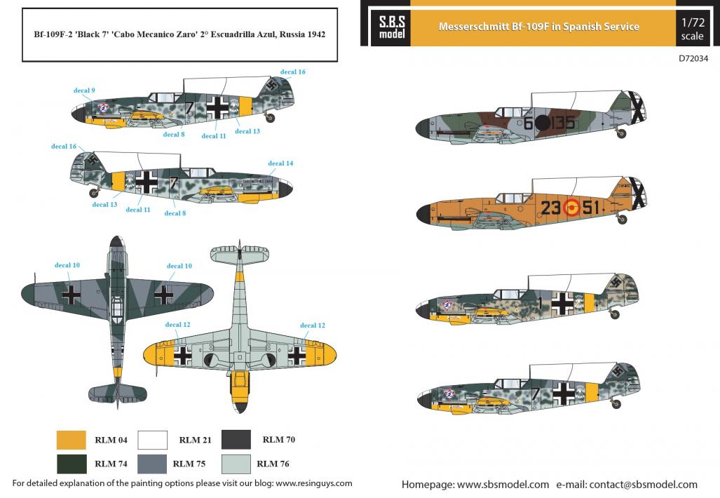 1/72 Messerschmitt Bf-109F Spanish Air Force - Decals 