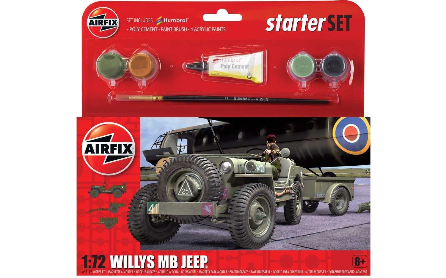 Starter Set military A55117 - Willys MB Jeep (1:72)