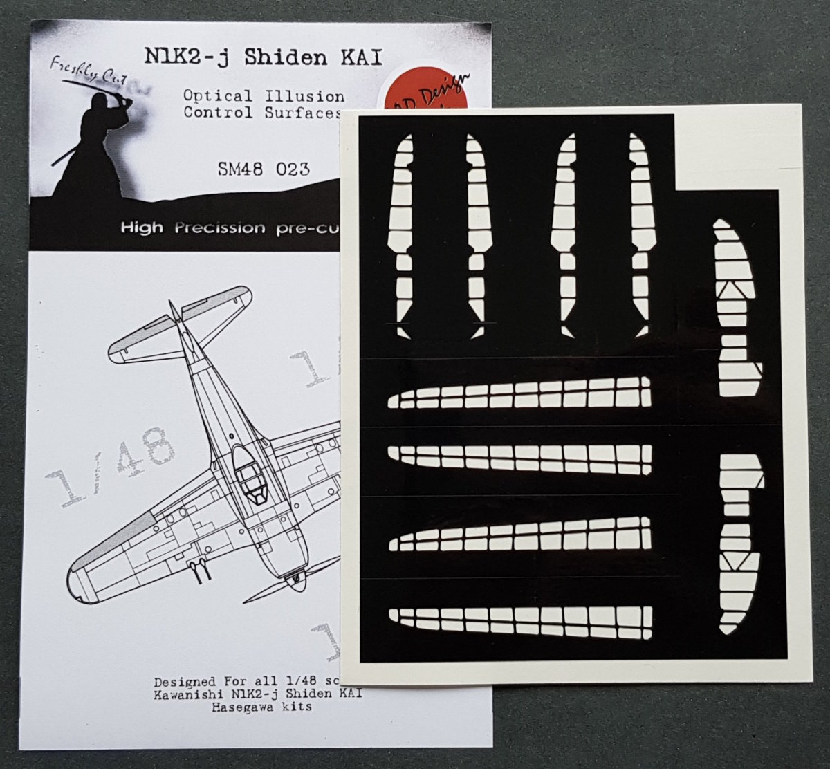 1/48 N1K2-J Shiden KAI Control Surfaces - Optical Illusion Mask for HAS kit