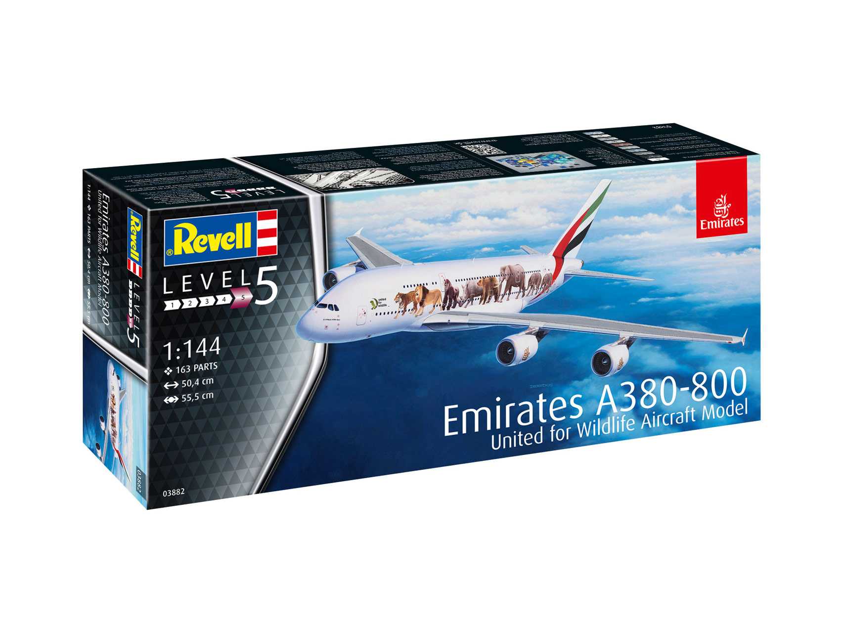 Plastic ModelKit letadlo 03882 - Airbus A380-800 Emirates "Wild Life" (1:144)