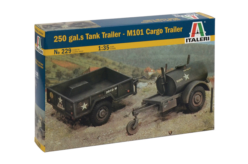 Model Kit military 0229 - 250 GAL.S TANK TRAILER - M101 CARGO TRAILER (1:35)