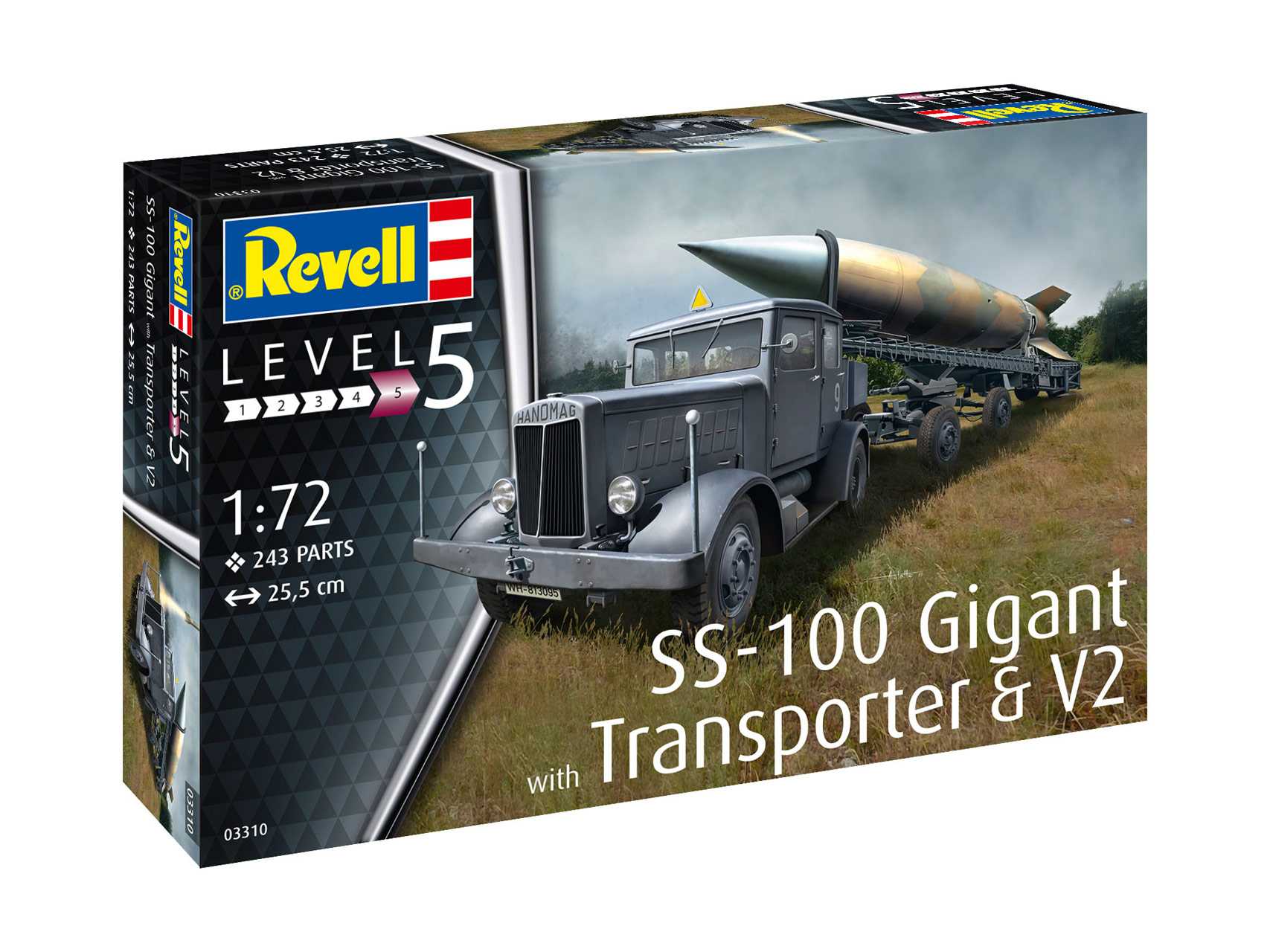 Plastic ModelKit military 03310 - SS-100 Gigant + Transporter + V2 (1:72)