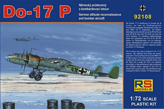 Plastikový model letadla 1/72 Dornier 17 P  4 decal v. for Luftwaffe