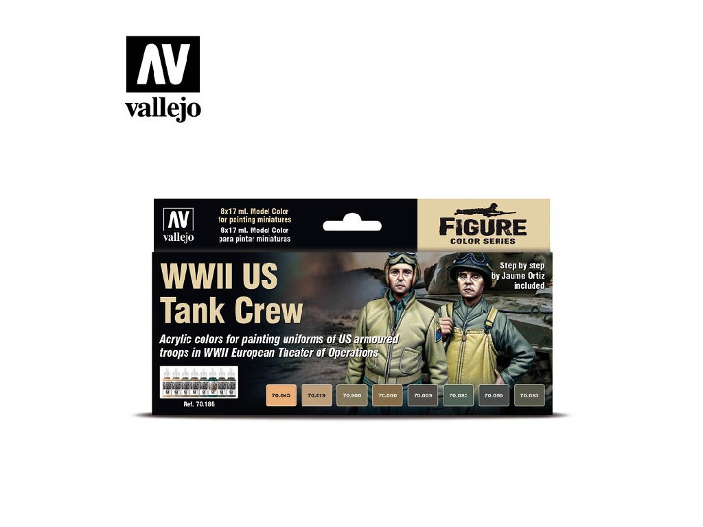 Sada akrylových barev Vallejo Model Color 8 color set 70186 WWII US Tank Crew (8)