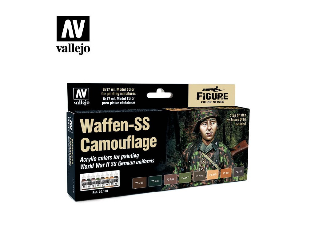 Sada akrylových barev Vallejo Model Color Uniforms Set 70180 Waffen SS Camouflage (8) by Jaume Ortiz