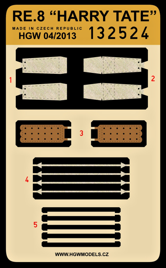 1/32 RE.8 Harry Tate - Fabric Seat Belts  - pre-cut (laser) Wingnut Wings