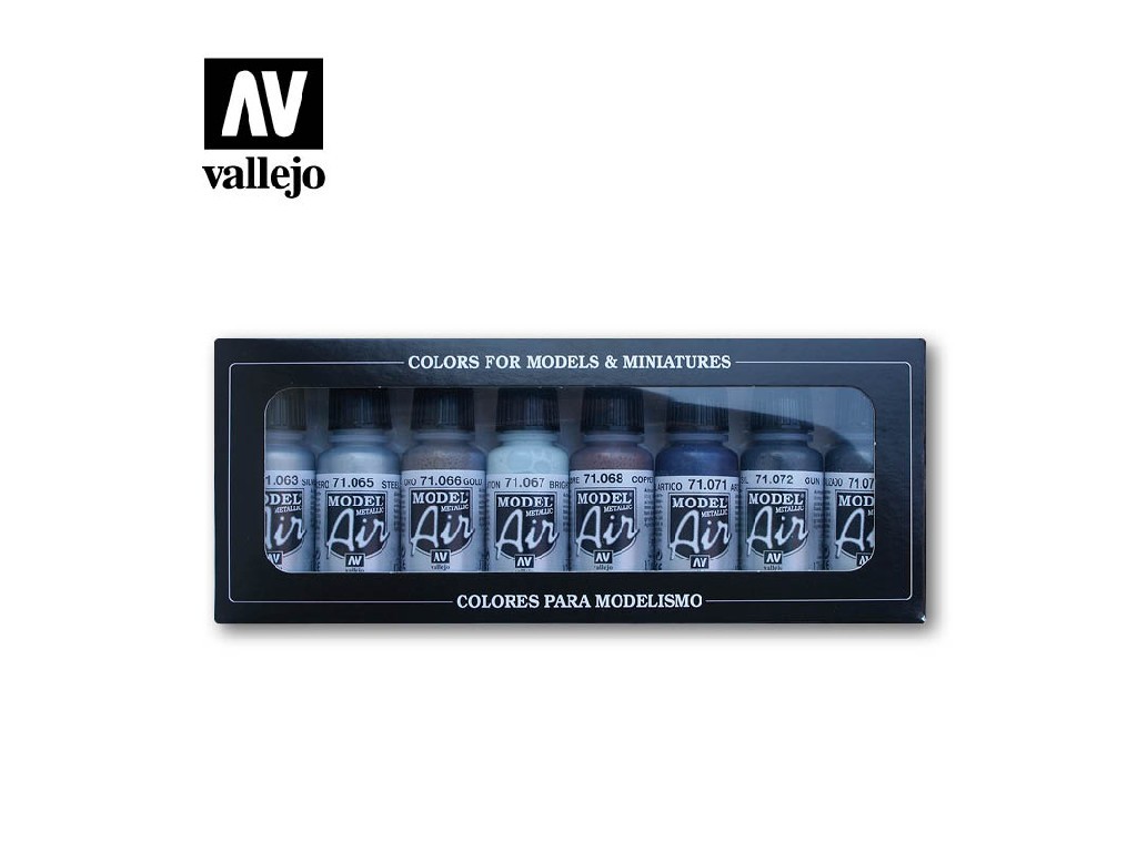 Sada akrylových barev pro Airbrush Vallejo Model Air Set 71176 Metallic Colors (8)