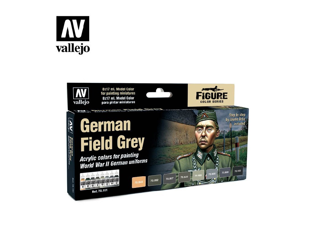 Sada akrylových barev Vallejo Model Color Uniforms Set 70181 German Field Grey Uniform (8) by Jaume 