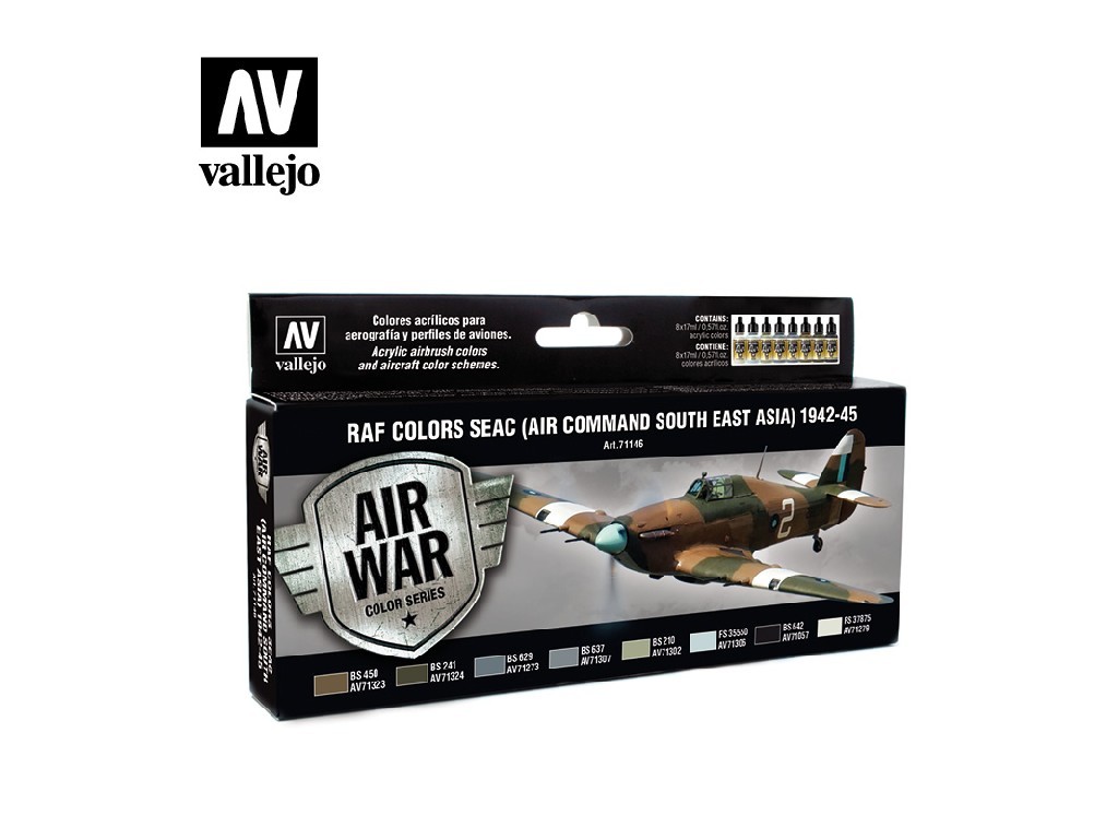 Sada akrylových barev pro Airbrush Vallejo Model Air RAF Set 71146 Seac (Air Command South East Asia