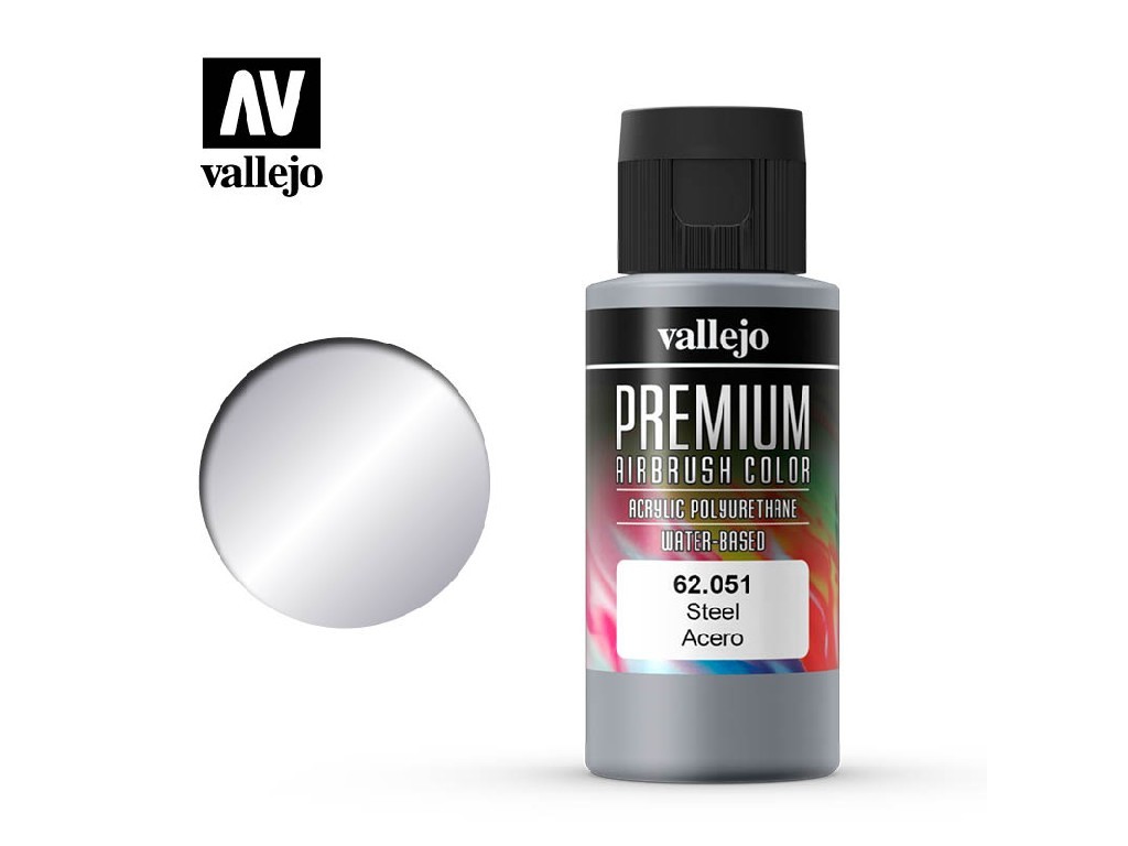 Vallejo PREMIUM Color 62051 Metallic Steel (60ml)