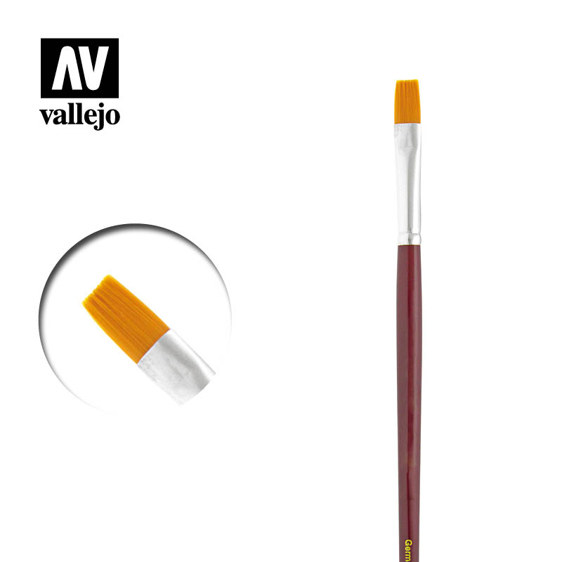 Vallejo Brush Synthetic PM05004 Flat Rectangular Brush No, 4 Toray