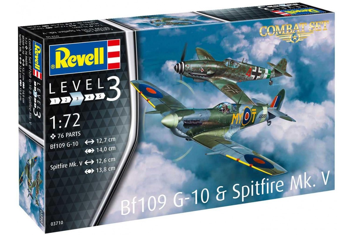 Plastic Modelkit letadla 03710 - Bf109G-10 & Spitfire Mk.V (1:72)