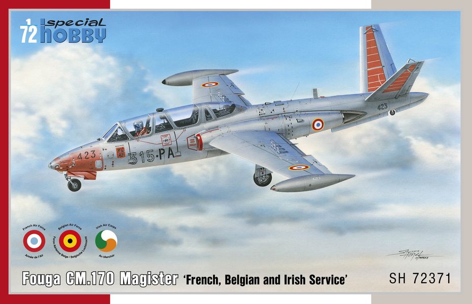 Plastikový model letadla 1/72 Fouga CM.170 Magister ‘French, Belgian and Irish Service’