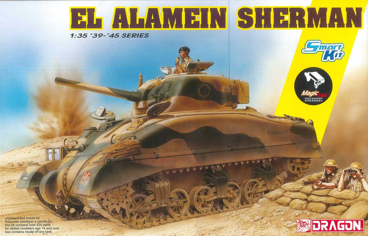 Model Kit tank 6617 - El Alamein Sherman (w/Magic Tracks) (SMART KIT) (1:35)