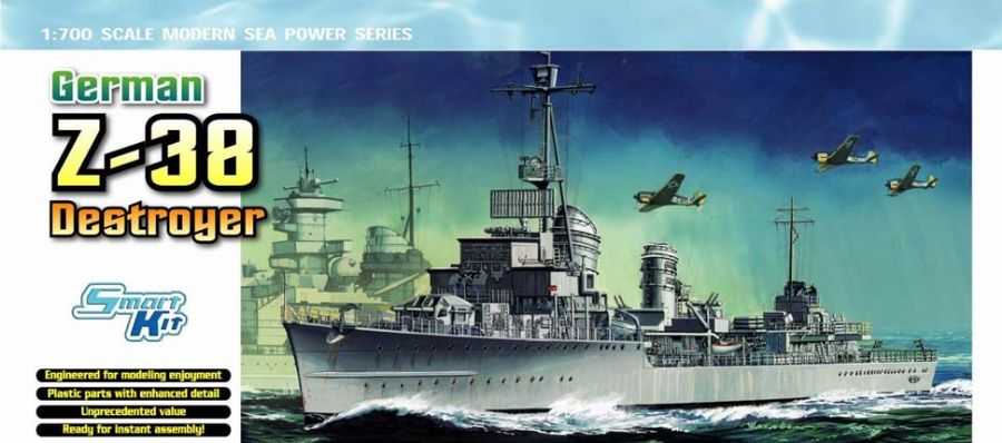 Model Kit loď 7134 - GERMAN Z-38 DESTROYER (SMART KIT) (1:700)