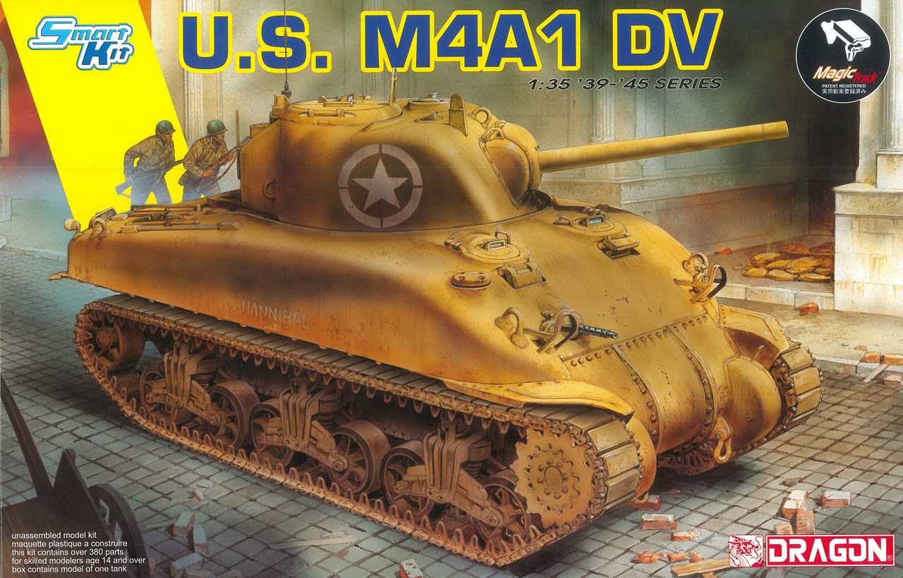 Model Kit tank 6618 - U.S. M4A1 DV (with Magic Tracks) (SMART KIT) (1:35)