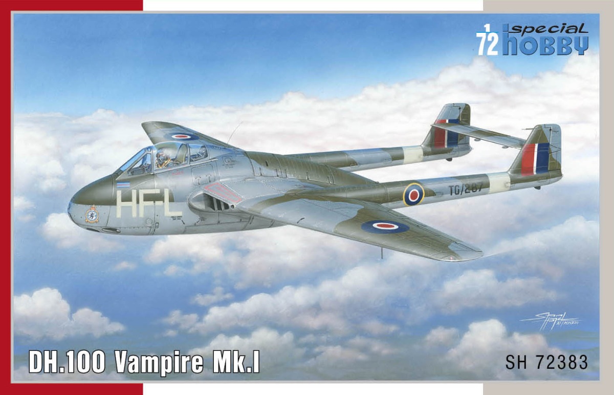 Plastikový model letadla 1/72 DH.100 Vampire Mk.I  RAF, RAAF and Armée de l