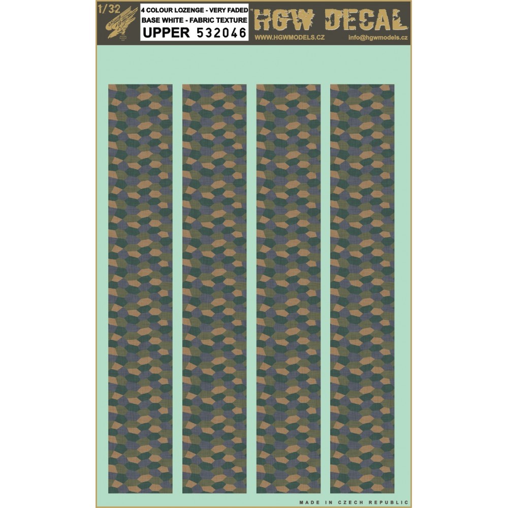 1/32 4 Colour Lozenge - Canvas texture - Decals Wood Grain - base white upper sheet: A4