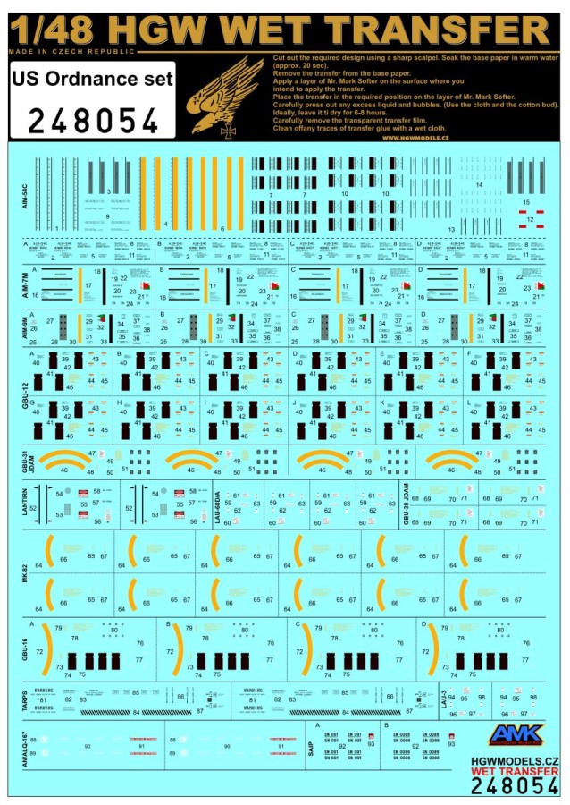 1/48 US Ordnance Set - Stencils - Wet Transfers