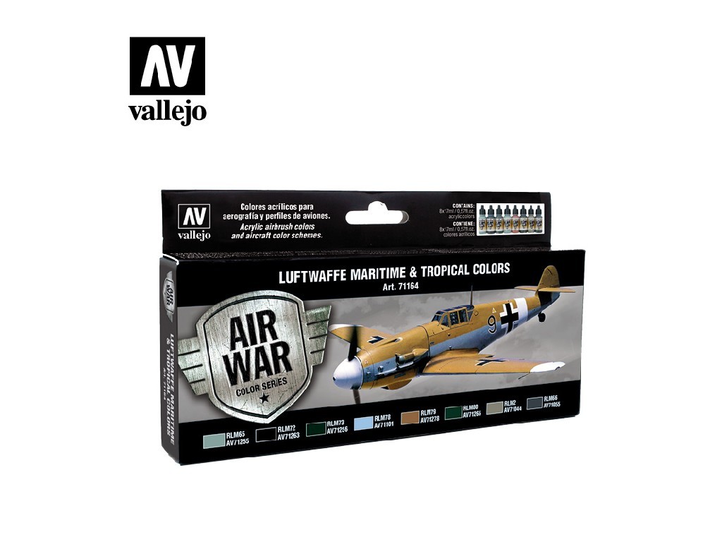 Sada akrylových barev pro Airbrush Vallejo Model Air Set 71164 Luftwaffe Maritime And Tropical Color